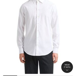 Emporio Armani Textured White Dress Shirt Timeless Elegance size 45 neck 18